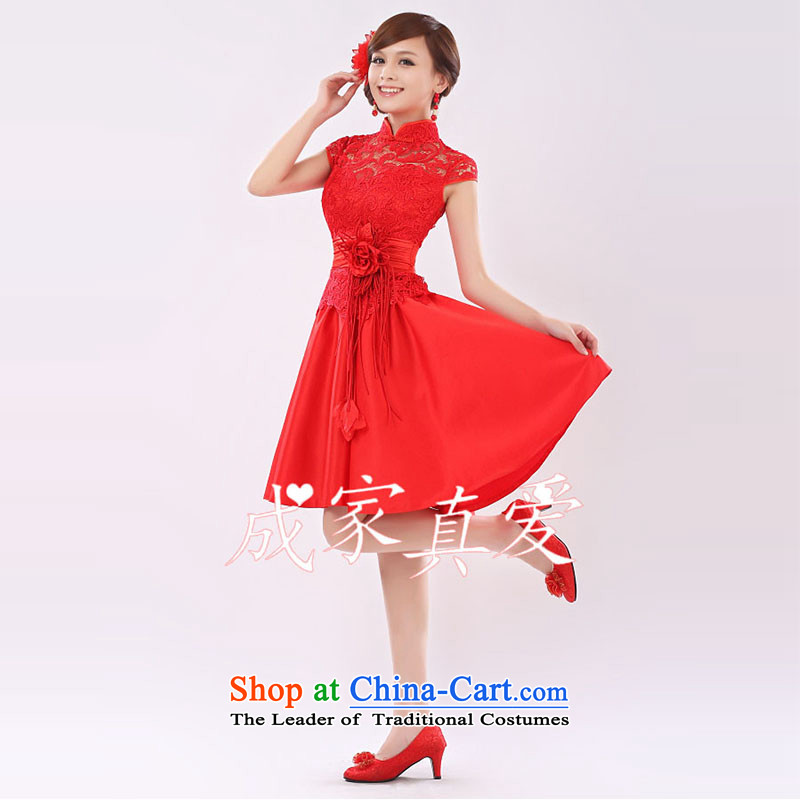 The knot true love marriages bows services 2015 new long wedding dresses retro red qipao larger video thin Winter Female short, Red M Chengjia True Love , , , shopping on the Internet