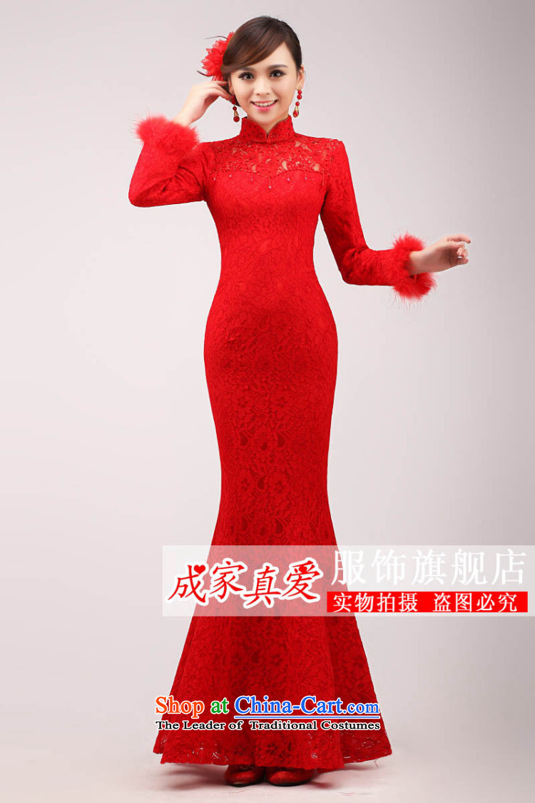 The knot true love marriages bows services 2015 New Red Dress Short, Long-sleeved stylish large qipao video thin Winter Female Red long L picture, prices, brand platters! The elections are supplied in the national character of distribution, so action, buy now enjoy more preferential! As soon as possible.