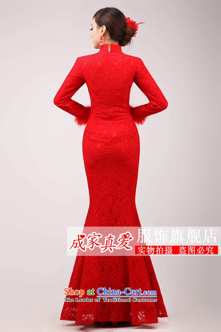 The knot true love marriages bows services 2015 New Red Dress Short, Long-sleeved stylish large qipao video thin Winter Female Red long L picture, prices, brand platters! The elections are supplied in the national character of distribution, so action, buy now enjoy more preferential! As soon as possible.