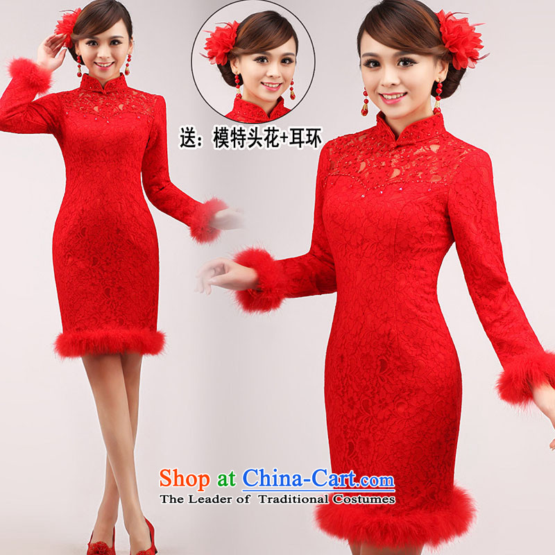 The knot true love marriages bows services 2015 New Red Dress Short, Long-sleeved stylish large qipao video thin Winter Female Red) , L Chengjia True Love , , , shopping on the Internet
