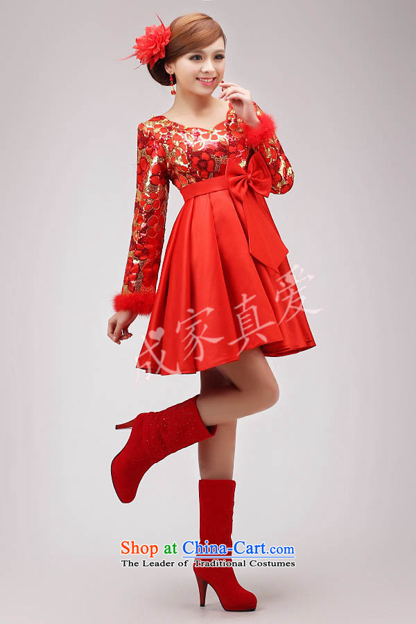 The knot true love marriages bows services 2015 new wedding dresses, short long-sleeved red Top Loin of qipao pregnant women for winter RED M picture, prices, brand platters! The elections are supplied in the national character of distribution, so action, buy now enjoy more preferential! As soon as possible.
