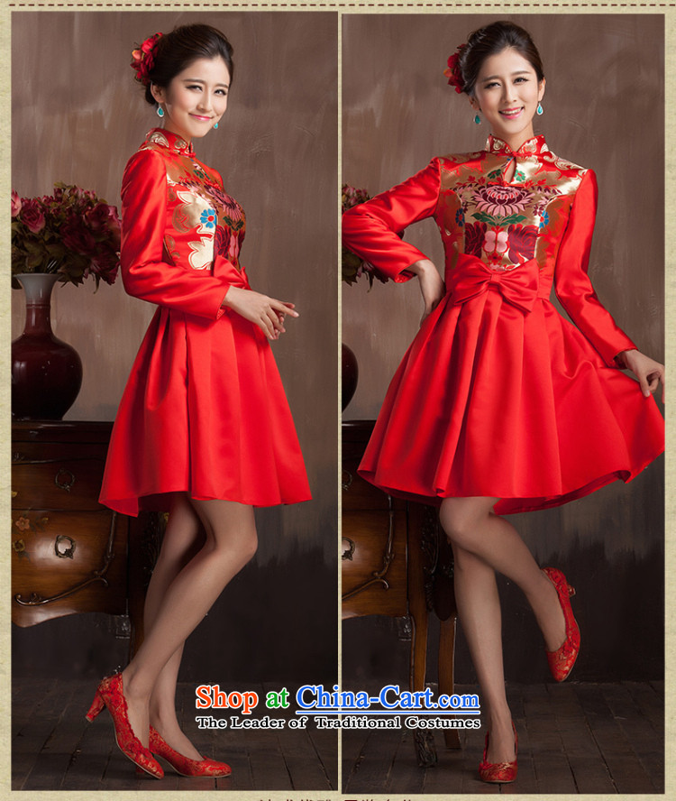 Non-you do not marry 2014 bride red qipao bows to the winter long-sleeved folder back to the door wedding dress cotton red L picture, prices, brand platters! The elections are supplied in the national character of distribution, so action, buy now enjoy more preferential! As soon as possible.