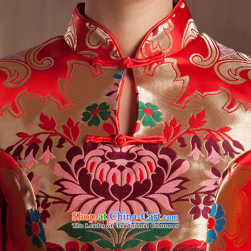 Non-you do not marry 2014 bride red qipao bows to the winter long-sleeved folder back to the door wedding dress cotton red , L, non-you do not marry shopping on the Internet has been pressed.