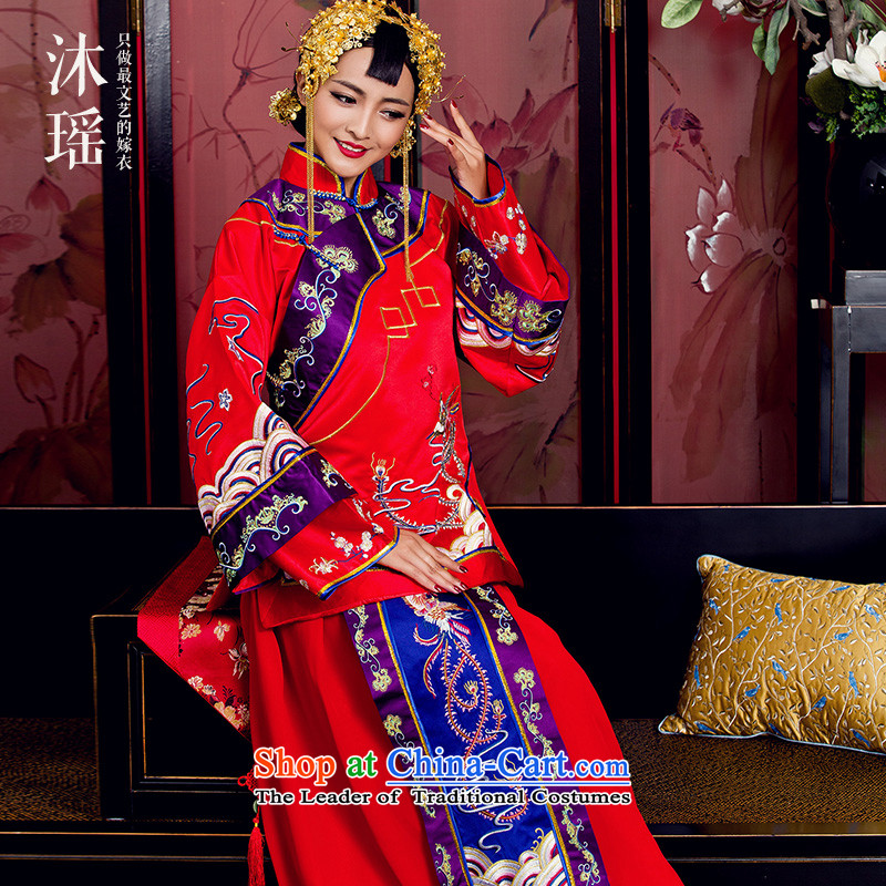 Bathing in the MS CYD Wo Service 2 piece long-sleeved long collar is traversed by the spring of 2015, the new bride men and women ancient Chinese style wedding with Hu Jing pregnant women fall and winter women women M code chest 104CM, Mu Yao , , , shoppi