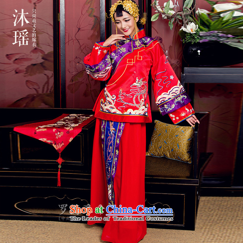 Bathing in the MS CYD Wo Service 2 piece long-sleeved long collar is traversed by the spring of 2015, the new bride men and women ancient Chinese style wedding with Hu Jing pregnant women fall and winter women women M code chest 104CM, Mu Yao , , , shoppi