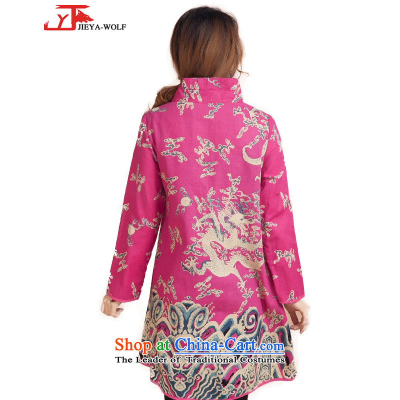 Tang Dynasty JIEYA-WOLF, women's skirt cotton linen, spring and autumn fashion in the skirt Qipao Length) Ms. Tang Gown skirt stars, pink + toner detained L,JIEYA-WOLF,,, shopping on the Internet
