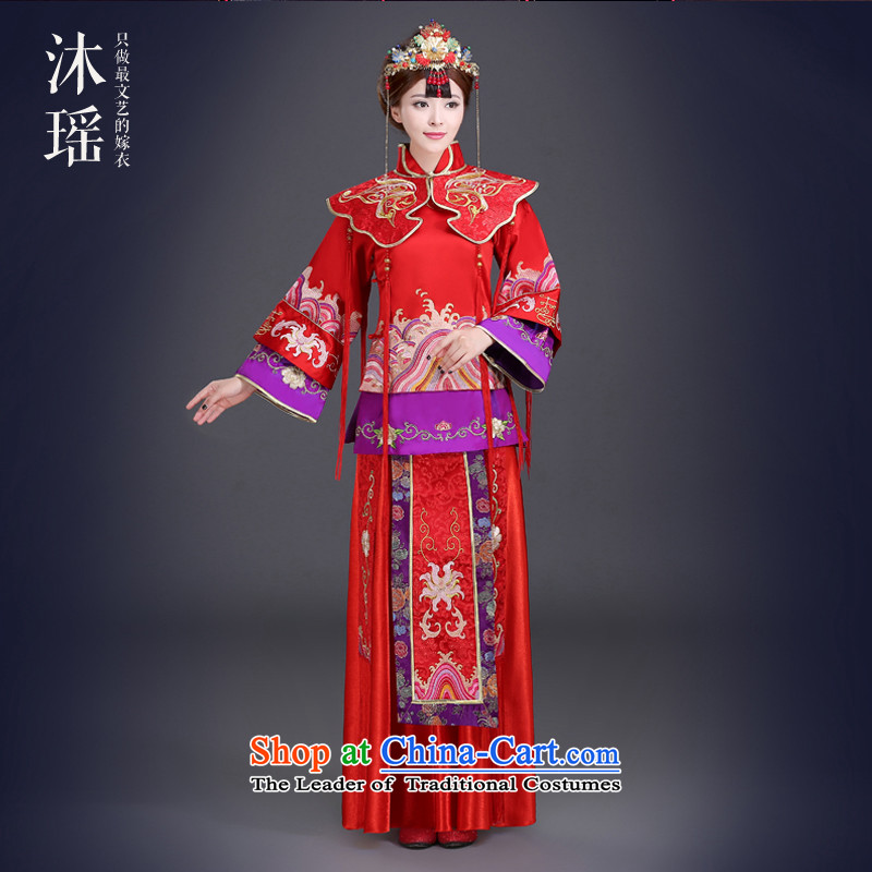 Pang Daomu Yao Cherrie Ying Sau Wo service with service-soo drink bride wo long-sleeved Long Feng crown embroidered Chinese style wedding costume red XL chest 107CM, Mu Yao , , , shopping on the Internet