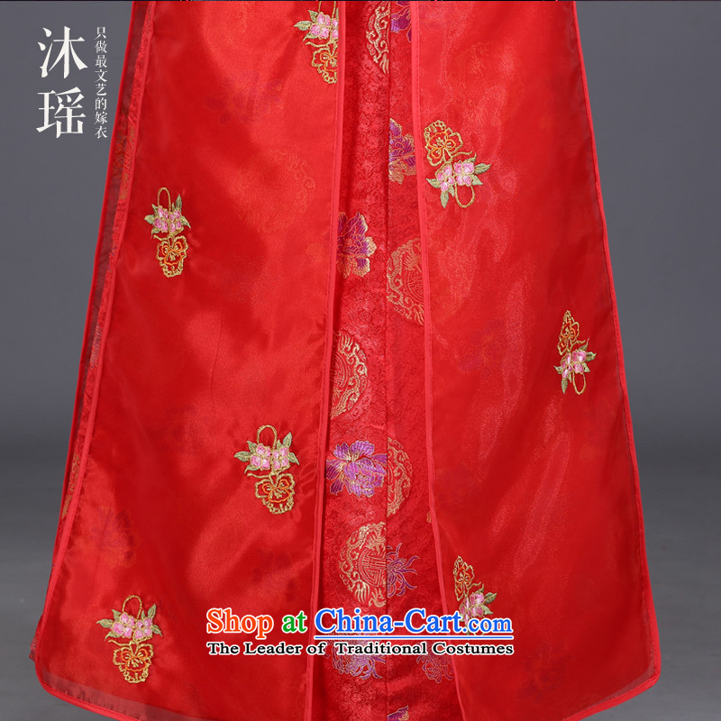 Bathing in the Chinese bows services-soo Yiu Wo Lung marriage solemnisation services use long long-sleeved costume sleeves welcome-soo and wedding bride into wine served long large Foutune of pregnant women RED M chest 96CM, Mu Yao , , , shopping on the I