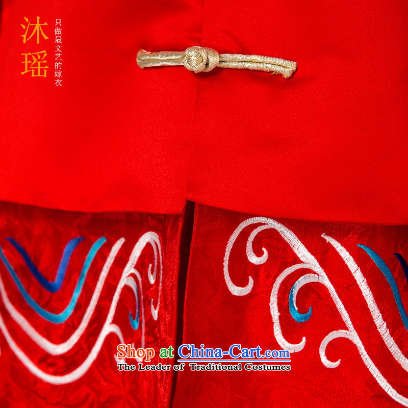 Bathing in the Chinese bows services-soo Yiu Wo Lung marriage solemnisation services use long long-sleeved costume sleeves welcome-soo and wedding bride into wine served long large Foutune of pregnant women RED M chest 96CM, Mu Yao , , , shopping on the I