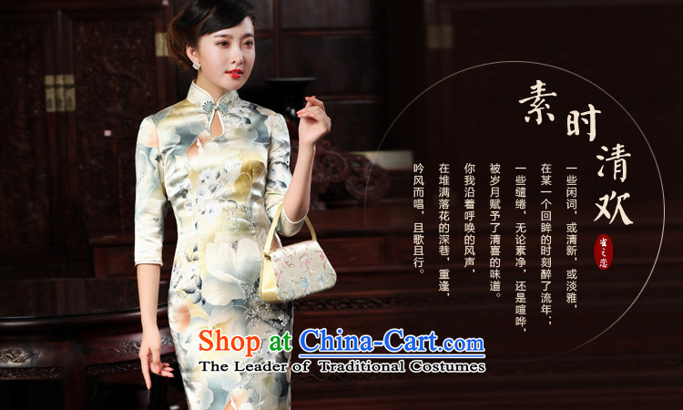 Love of birds when the 2015 Spring New however improved stylish 7 cuff retro long silk cheongsam dress pastel color pictures, prices, XL brand platters! The elections are supplied in the national character of distribution, so action, buy now enjoy more preferential! As soon as possible.