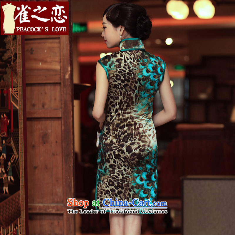 Love of birds Unmelted Deep Love birds land 2015 spring/summer short of improved Silk Cheongsam QD269 Leopard as figure L-pre-sale 7 days, and love of birds , , , shopping on the Internet