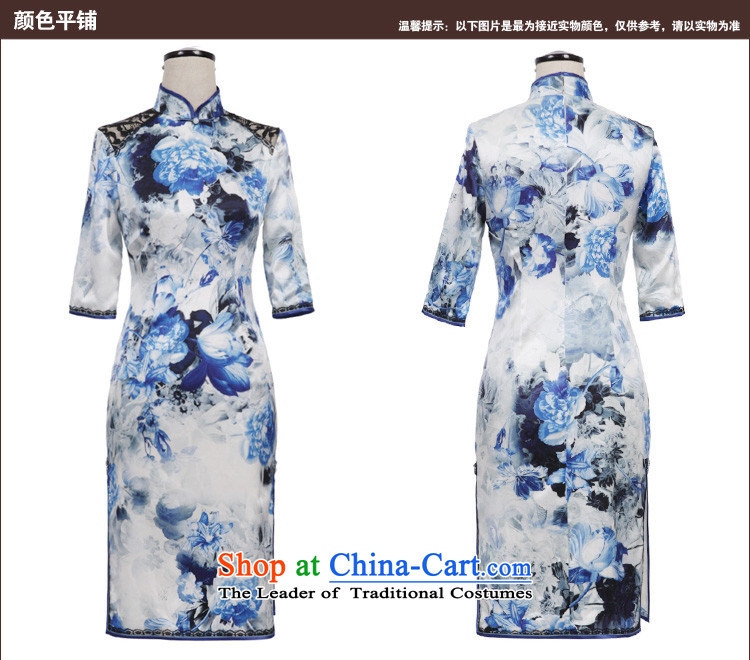 Love birds such as laugh Hsiang-lan, spring 2015 new cheongsam dress retro. Stylish and elegant cuff Silk Cheongsam QD550 BLUE L picture, prices, brand platters! The elections are supplied in the national character of distribution, so action, buy now enjoy more preferential! As soon as possible.