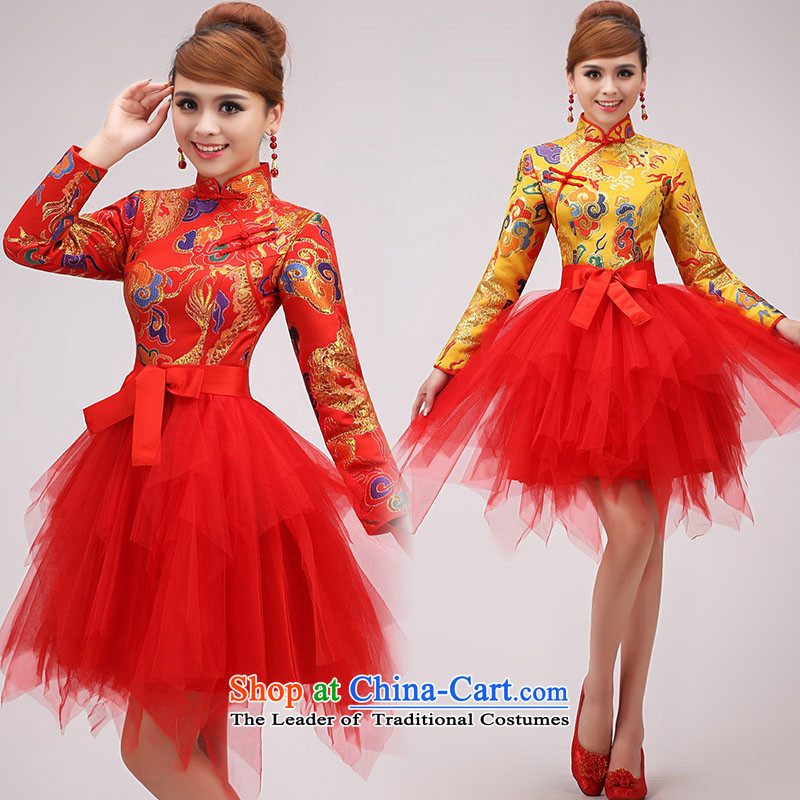 The knot true love marriages bows services 2015 new improvement qipao stylish Chinese long-sleeved red qipao winter red , L Chengjia True Love , , , shopping on the Internet
