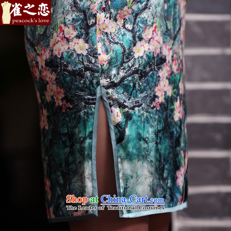 The spread of the Bird National New Summer 2015 improved stylish sleeveless Silk Cheongsam QD438 figure - pre-sale 7 days , M, love birds , , , shopping on the Internet