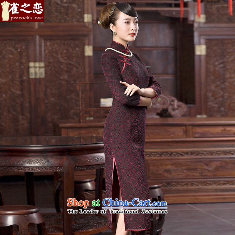 Love of birds spring 2015 new lace wool composite cheongsam dress improved stylish long qipao QC615 figure S love of birds , , , shopping on the Internet