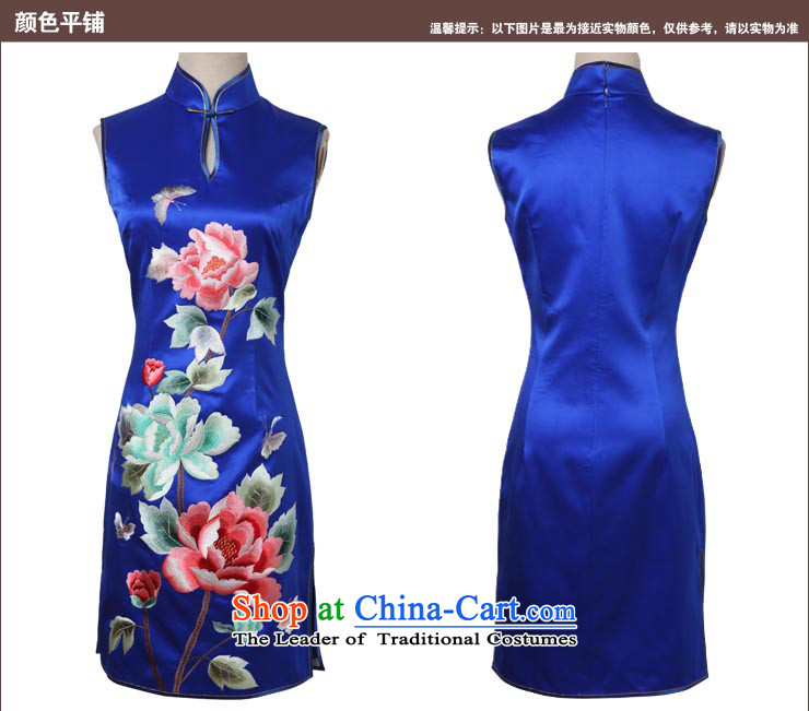 Love of birds Dan embroidered 2015 Summer New elegant hand embroidered heavyweight Silk Cheongsam QD344 BLUE XL Photo, prices, brand platters! The elections are supplied in the national character of distribution, so action, buy now enjoy more preferential! As soon as possible.