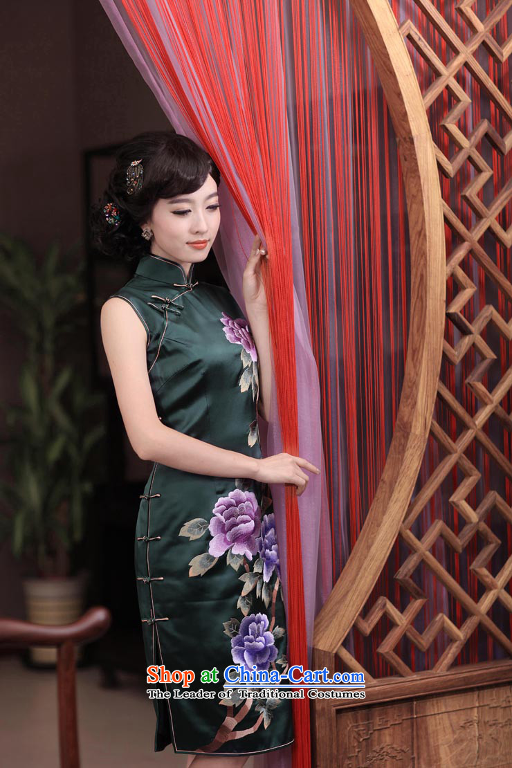 Love of birds Jiangcheng Sub 2015 Summer new double side pushing embroidered heavyweight Silk Cheongsam QD346 GREEN M picture, prices, brand platters! The elections are supplied in the national character of distribution, so action, buy now enjoy more preferential! As soon as possible.