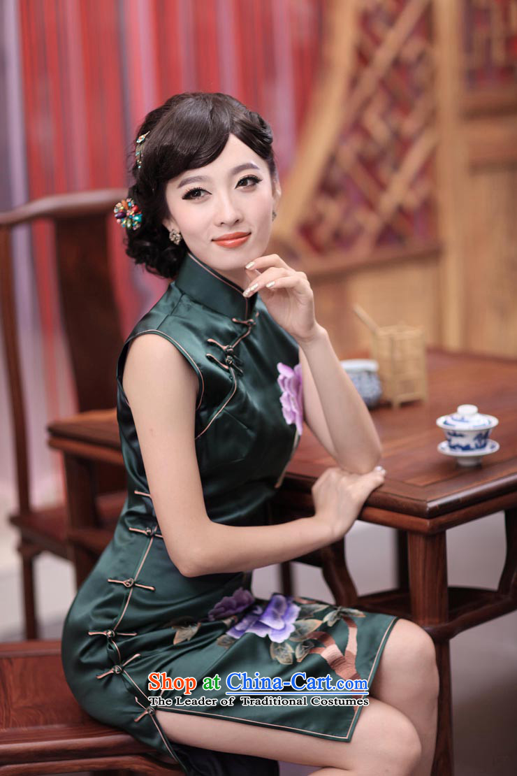 Love of birds Jiangcheng Sub 2015 Summer new double side pushing embroidered heavyweight Silk Cheongsam QD346 GREEN M picture, prices, brand platters! The elections are supplied in the national character of distribution, so action, buy now enjoy more preferential! As soon as possible.