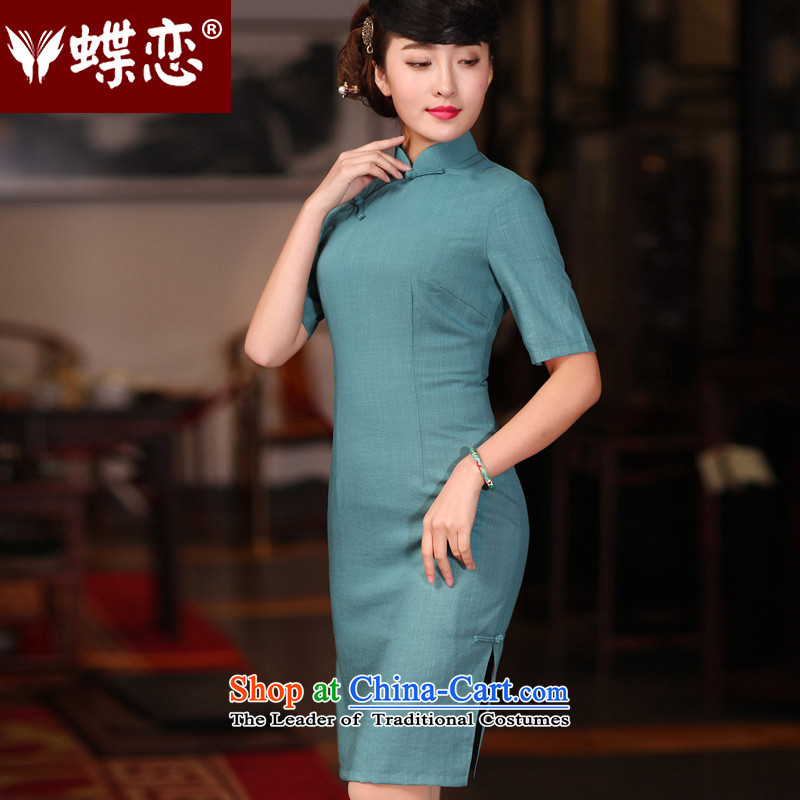 The Butterfly Lovers 2015 Summer new improved stylish cheongsam dress retro long Tang Dynasty Chinese qipao daily 51219 cyan , Butterfly Lovers , , , shopping on the Internet