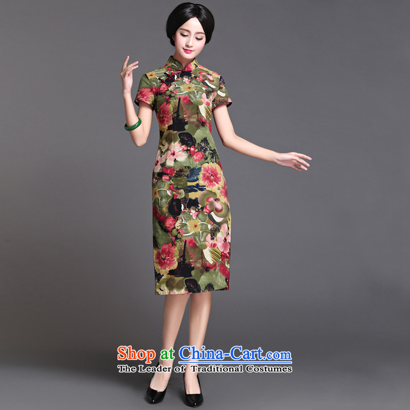 Chinese classic 2015 spring and summer-new improvements in cotton linen Ms. long cheongsam dress suit Sau San S improved retro-wah (HUAZUJINGDIAN Classic) , , , shopping on the Internet