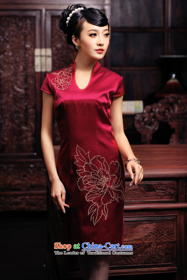 Love of birds is Between Spring 2015 new hand made embroidered ironing drill heavyweight Silk Cheongsam QD443 improved deep red XL Photo, prices, brand platters! The elections are supplied in the national character of distribution, so action, buy now enjoy more preferential! As soon as possible.