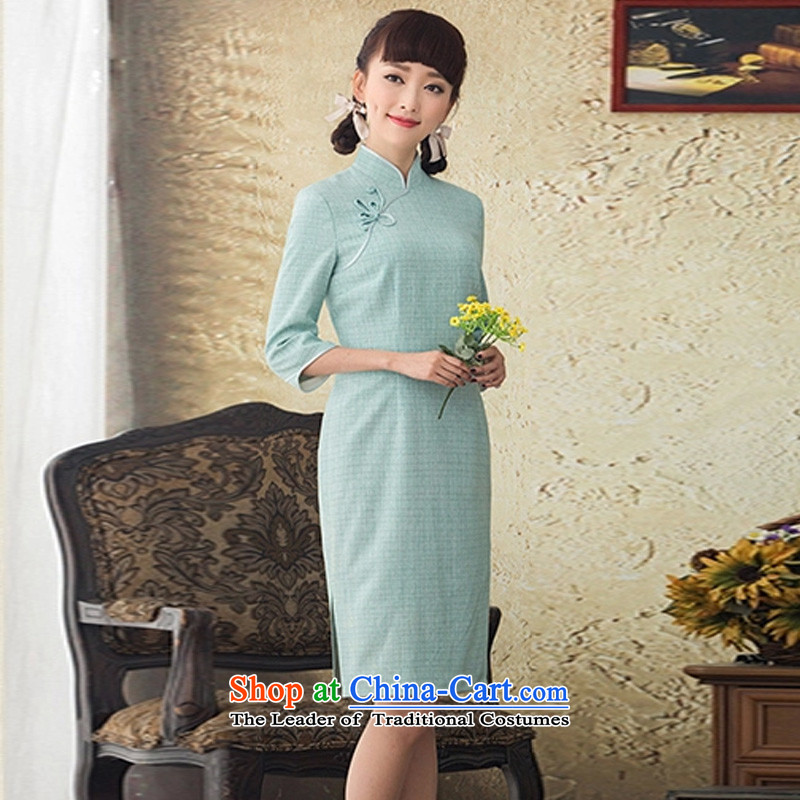 A Pinwheel Without Wind Ya Hsin Yi New Spring Loaded 7 cuff qipao improved long qipao and stylish 2015 Sau San dresses blue , L, Yat Lady , , , shopping on the Internet