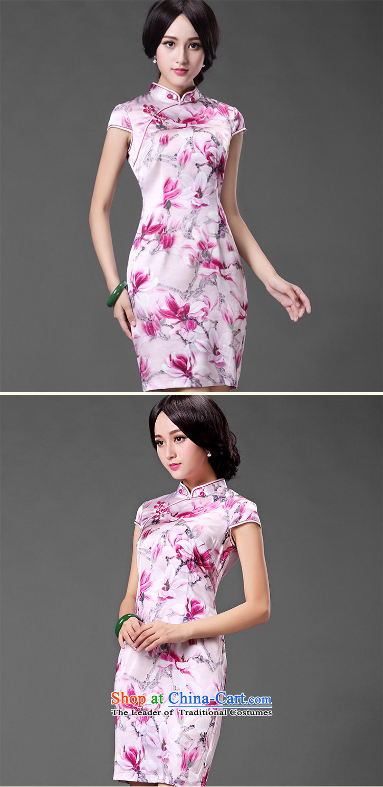 China Ethnic Classic * Mr NGAN ..2015 overnight new recommended improved Stylish retro look like short cheongsam dress fuchsia 