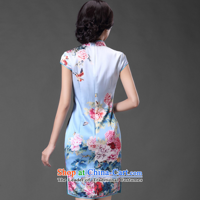 China Ethnic classic silk cheongsam look like the literary herbs extract improved daily and the relatively short time of retro cheongsam dress suits, XL, ethnic Chinese Classic (HUAZUJINGDIAN) , , , shopping on the Internet