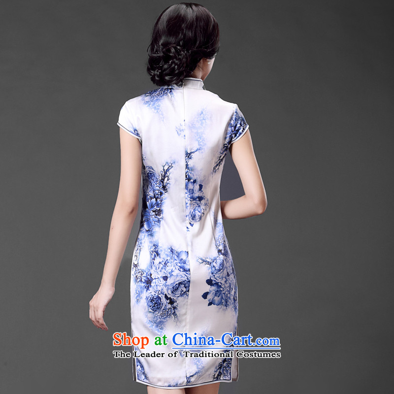 China Ethnic classic improved high precious Silk Cheongsam Ms. lb herbs extract short-sleeved dress suit L, literature and art nouveau Sau San Hwa-Classic (HUAZUJINGDIAN) , , , shopping on the Internet