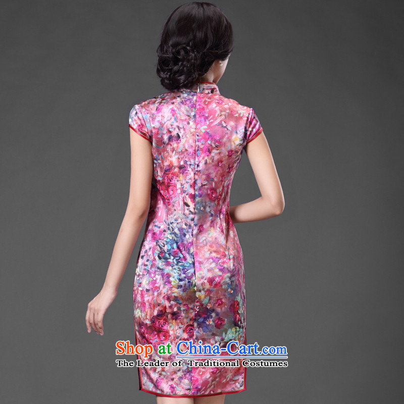China Ethnic classic heavyweight silk herbs extract Ms. daily temperament cheongsam dress short, elegant reminiscent of the improved XXXL, suit Chinese Ethnic Classic (HUAZUJINGDIAN) , , , shopping on the Internet