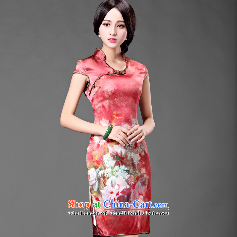 Chinese classic 2015 spring and summer-new daily heavyweight silk cheongsam dress noble retro Sau San female suit China Ethnic Classic (XL, HUAZUJINGDIAN) , , , shopping on the Internet