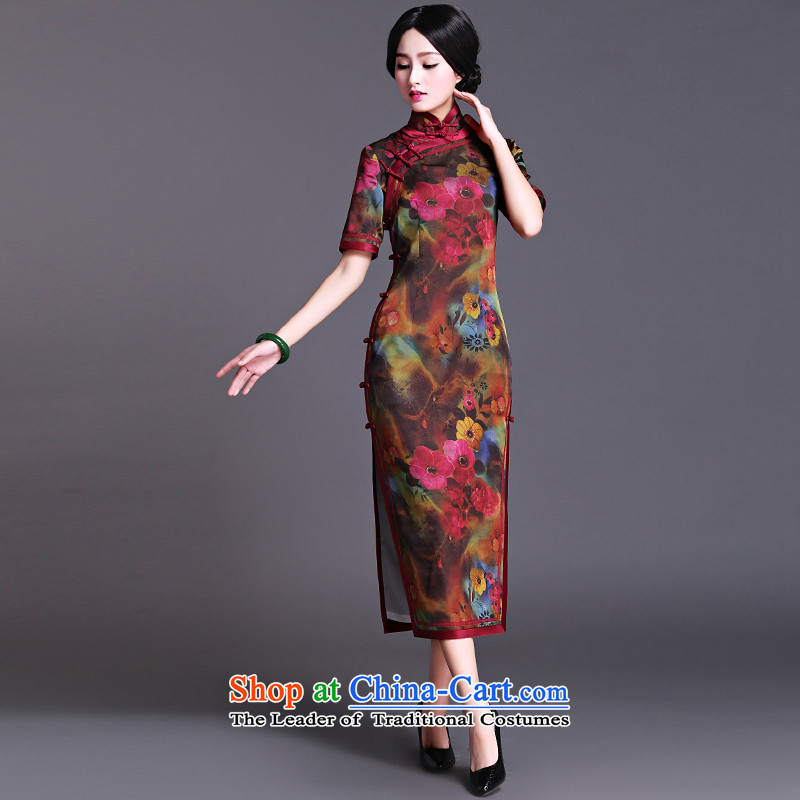 Chinese classic 2015 spring and summer-new neo-classical chinese president long cheongsam dress retro style improvement in Paradise , L, China Ethnic Classic (HUAZUJINGDIAN) , , , shopping on the Internet