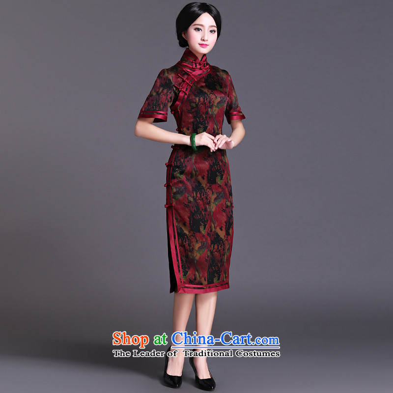 2015 new temperament retro Tang Dynasty Chinese cheongsam Ms. classical silk incense daily cloud dresses long qipao statement red - 7 day shipping XXXL, ethnic Chinese Classic (HUAZUJINGDIAN) , , , shopping on the Internet