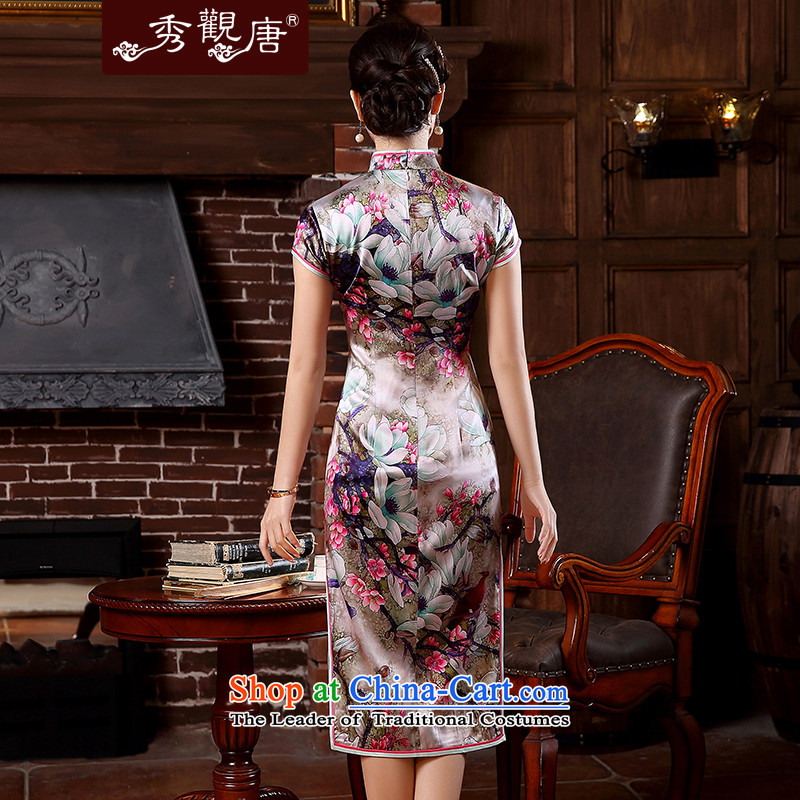 [Sau Kwun Tong] is estimated Shanghai silk fabric stylish qipao king skirt 2015 Spring/Summer new retro look high-end qipao XXL, Sau Kwun Tong suit shopping on the Internet has been pressed.