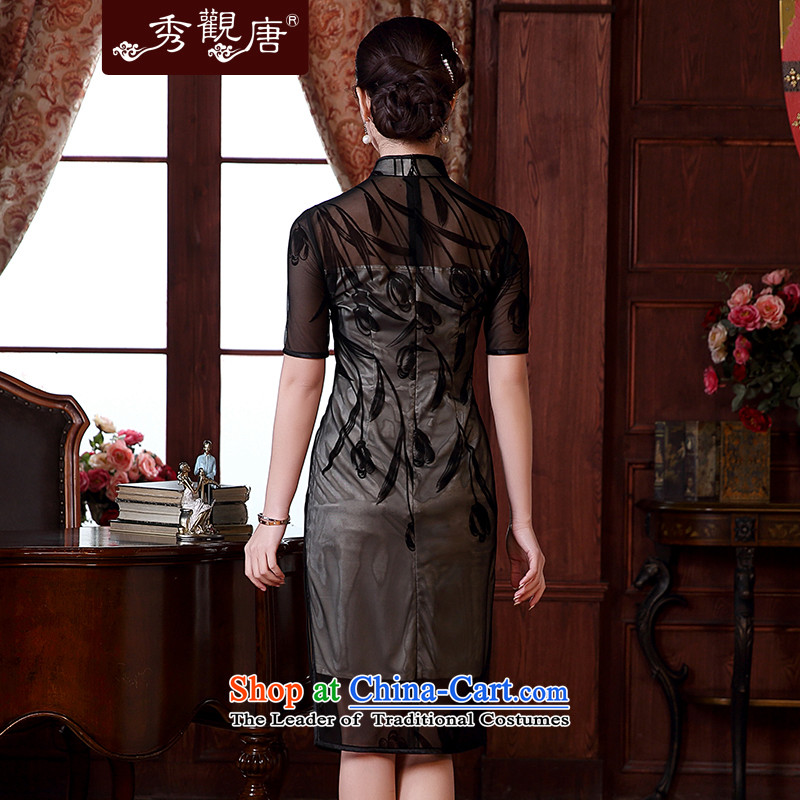 [Sau Kwun Tong] Chunhyang flocking temperament retro qipao Summer 2015 new improved Sleek and Sexy dresses QD5116 black M, Sau Kwun Tong shopping on the Internet has been pressed.