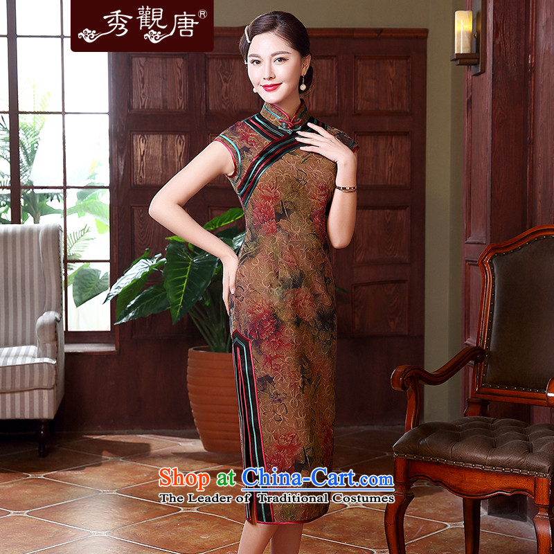 [Sau Kwun Tong] Cayman silk incense Yue Yun yarn high-end antique dresses spring and summer 2015 temperament new herbs extract cheongsam dress suit , L-soo, QD5120 TANG , , , shopping on the Internet