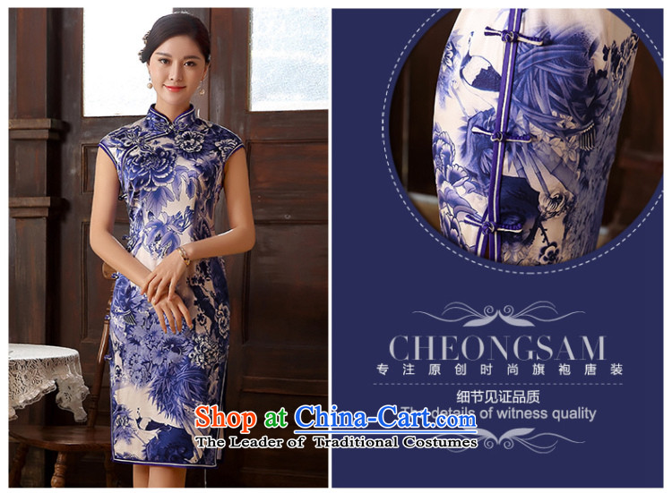 [Sau Kwun Tong] Blue Bird 2015 Spring/Summer new upscale Silk Cheongsam herbs extract retro temperament Sau San dresses QD5106 Blue and White XXL picture, prices, brand platters! The elections are supplied in the national character of distribution, so action, buy now enjoy more preferential! As soon as possible.