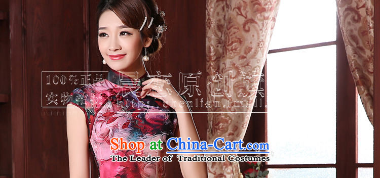 Morning new qipao land 2015 summer short of improvement and Stylish retro herbs extract silk CHINESE CHEONGSAM flowers to suit XL Photo, prices, brand platters! The elections are supplied in the national character of distribution, so action, buy now enjoy more preferential! As soon as possible.