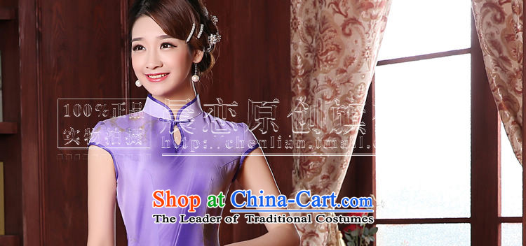 Morning new qipao Land summer retro long improved stylish herbs extract silk Chinese cheongsam dress Heather purple XL Photo, prices, brand platters! The elections are supplied in the national character of distribution, so action, buy now enjoy more preferential! As soon as possible.