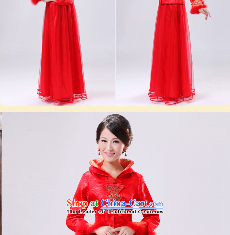 The privilege of serving good red brides fall/winter collections bows service wedding dress large MM thick long-sleeved Chinese cheongsam dress winter) dress qipao 5XL picture, prices, brand platters! The elections are supplied in the national character of distribution, so action, buy now enjoy more preferential! As soon as possible.