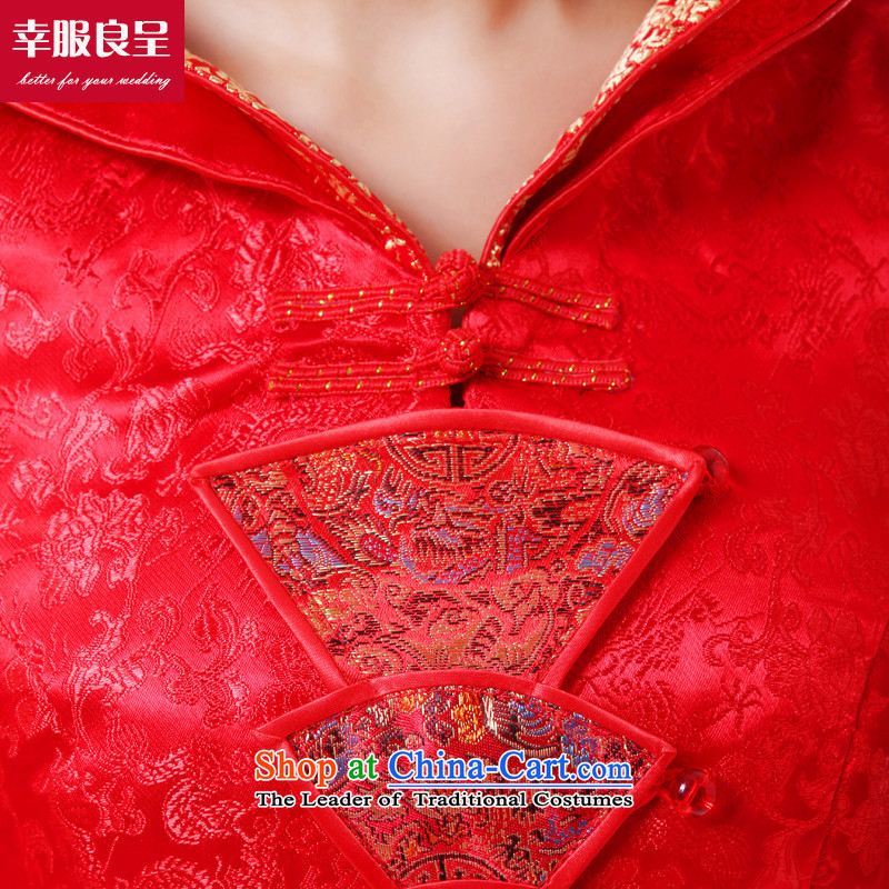 The privilege of serving good red brides fall/winter collections bows service wedding dress large MM thick long-sleeved Chinese cheongsam dress winter) dress qipao 5XL, honor services-leung , , , shopping on the Internet