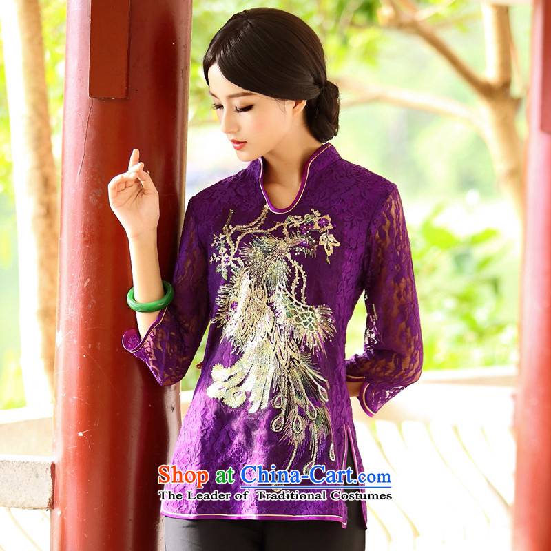 Chinese Classic * Phoenix in the Serb enclaves in Ms. cuff Tang blouses Chinese ethnic improved services and purple shirt bows , L, China Ethnic Classic (HUAZUJINGDIAN) , , , shopping on the Internet