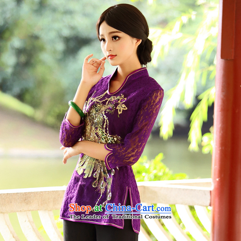 Chinese Classic * Phoenix in the Serb enclaves in Ms. cuff Tang blouses Chinese ethnic improved services and purple shirt bows , L, China Ethnic Classic (HUAZUJINGDIAN) , , , shopping on the Internet