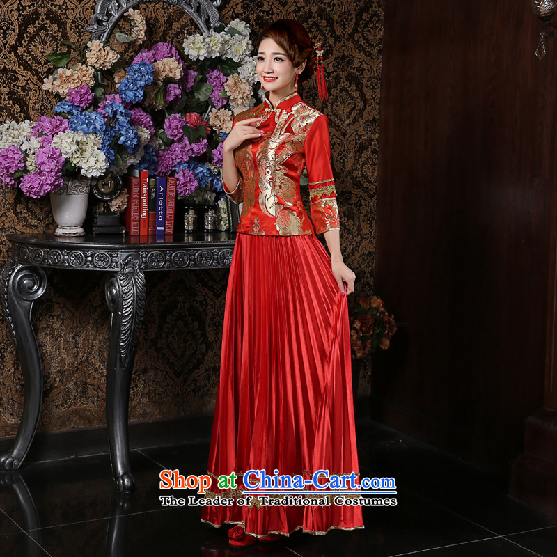 Su Xiang edge marriages long cheongsam dress dresses Sau Wo service long-sleeved red retro cheongsam red uniforms bows xl, Su Xiang edge , , , shopping on the Internet