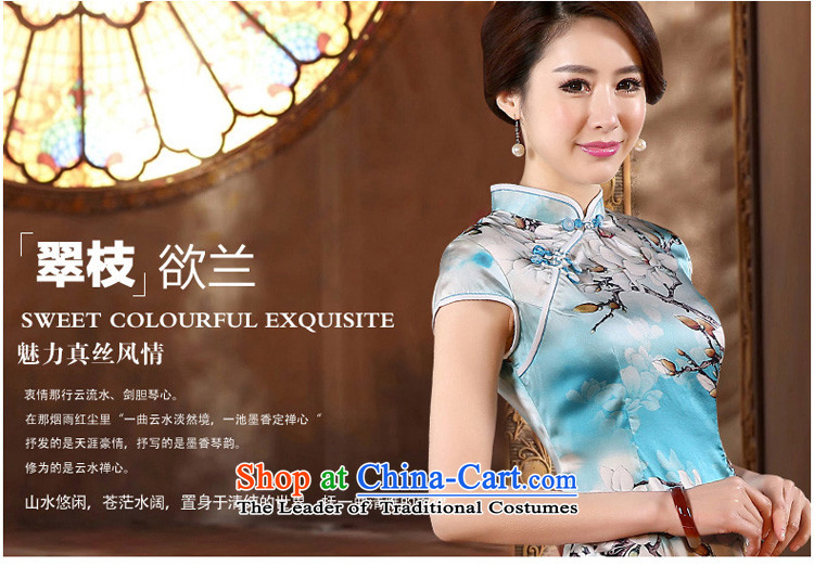 At 2015 new pro-chiu summer upscale heavyweight silk improvement and the relatively short time of herbs extract cheongsam dress skirt light blue 3XL- waist 86cm photo, prices, brand platters! The elections are supplied in the national character of distribution, so action, buy now enjoy more preferential! As soon as possible.