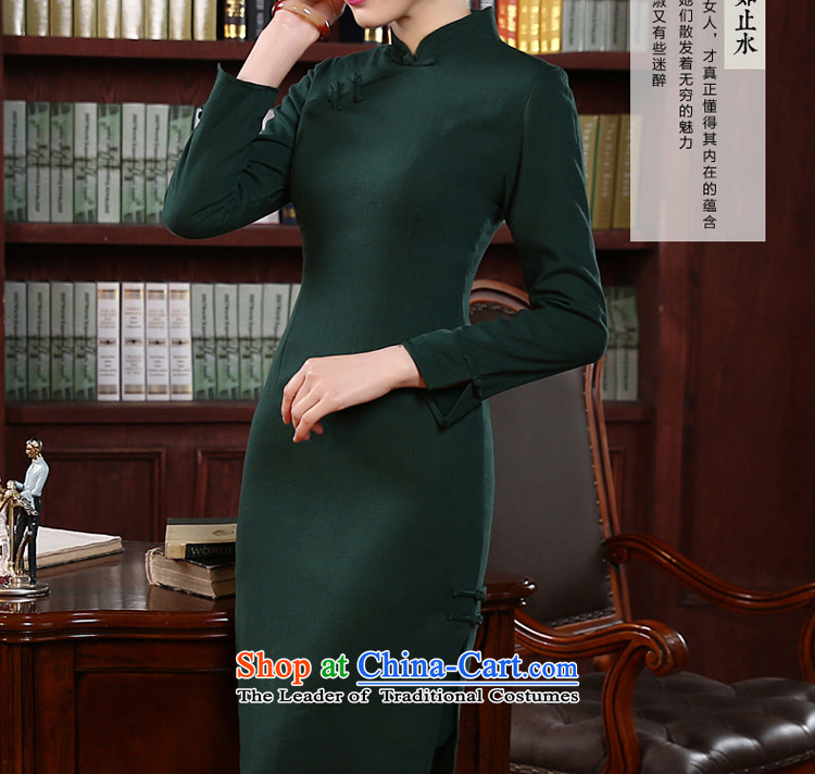 The pro-am autumn 2015 new daily short, long-sleeved strain Sau San cotton linen Stylish retro improved cheongsam dress green M-waist 74cm picture, prices, brand platters! The elections are supplied in the national character of distribution, so action, buy now enjoy more preferential! As soon as possible.