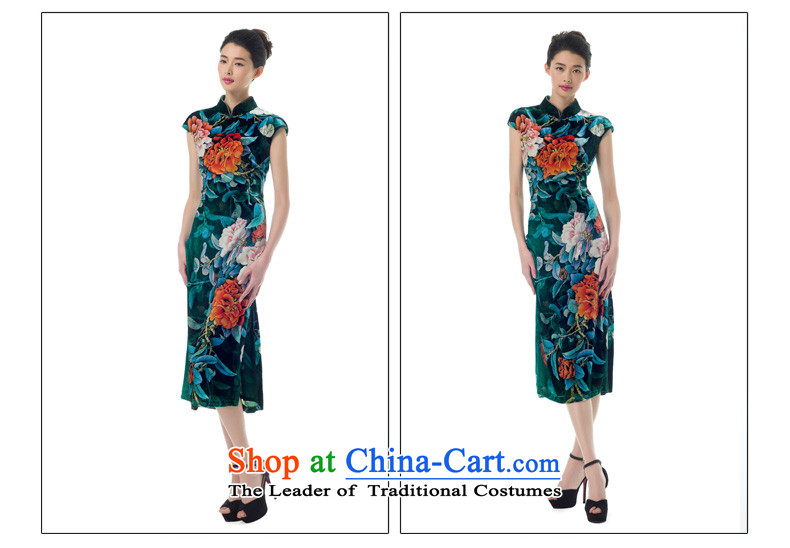 The women's true : 2015 Spring New Silk Velvet retro long qipao gown 21823 elegant Chinese 14 Deep Green XXL picture, prices, brand platters! The elections are supplied in the national character of distribution, so action, buy now enjoy more preferential! As soon as possible.