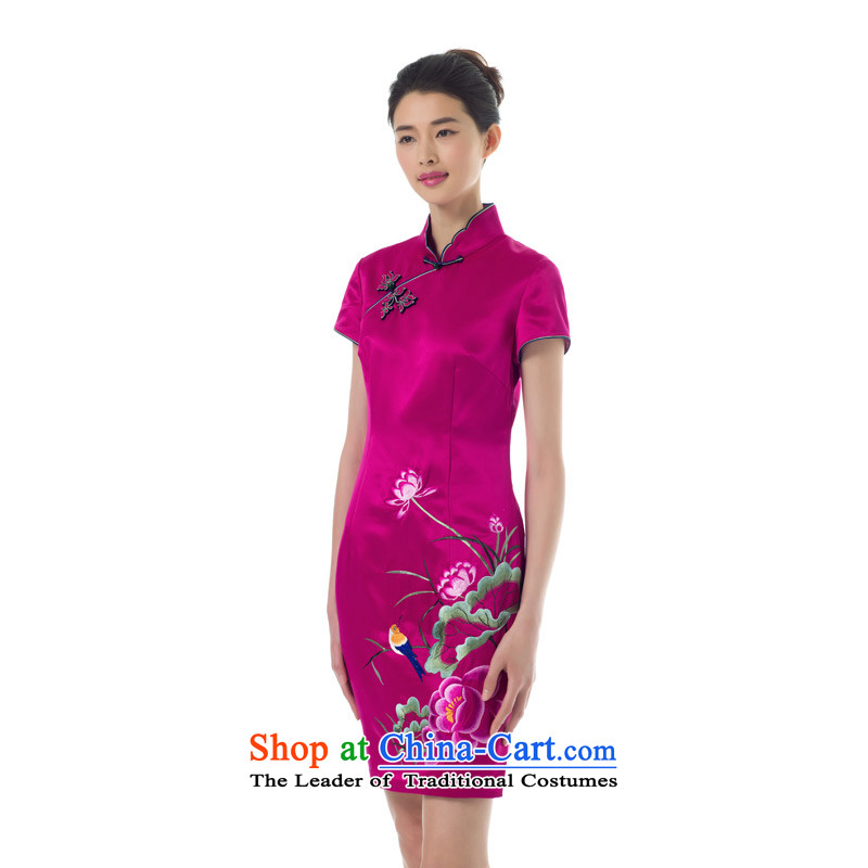 The Tang Dynasty outfits wood really spring 2015 the new Chinese embroidery cheongsam, short-sleeved Sau San dress stylish girl skirt 53309 18 DEEPPINK M : a true , , , shopping on the Internet