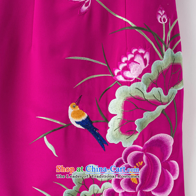 The Tang Dynasty outfits wood really spring 2015 the new Chinese embroidery cheongsam, short-sleeved Sau San dress stylish girl skirt 53309 18 DEEPPINK M : a true , , , shopping on the Internet