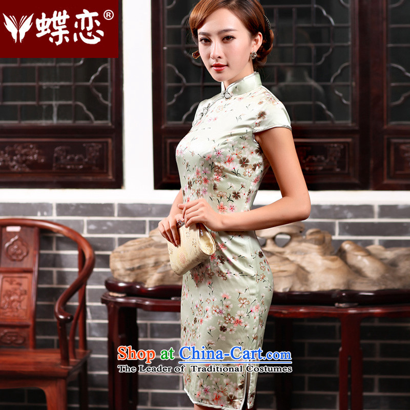 Butterfly Lovers 2015 Autumn New Stylish retro QIPAO) Improved dresses daily herbs extract Silk Cheongsam 47019 aquamarine XXL, Butterfly Lovers , , , shopping on the Internet